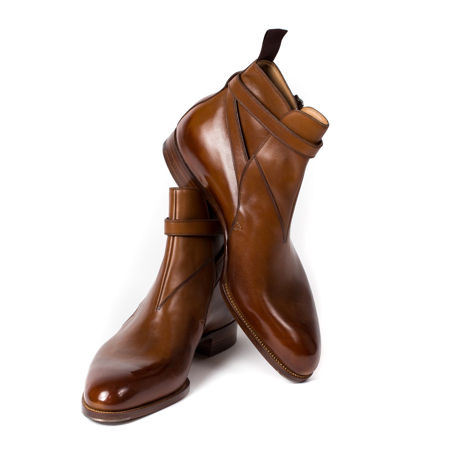 Boot "Jodhpur" aus cognacbraunem Kalbsleder - reine Handarbeit